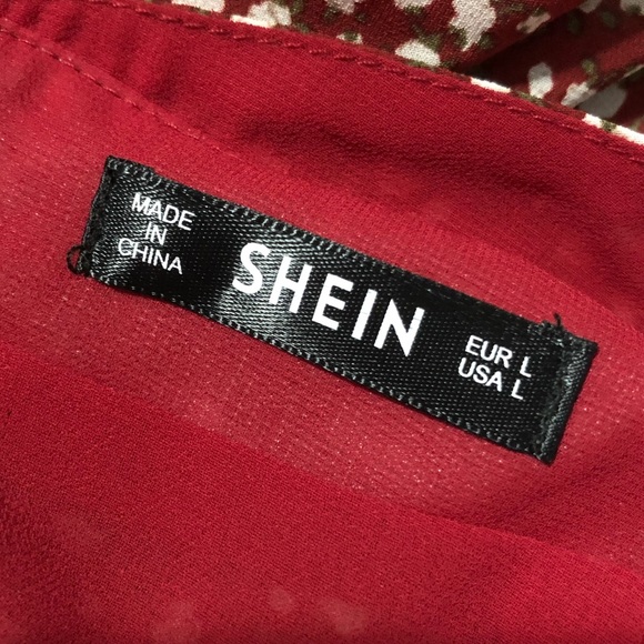 SHEIN Tie Shoulder Ruffle Hem Floral Print Dress - Picture 5 of 5